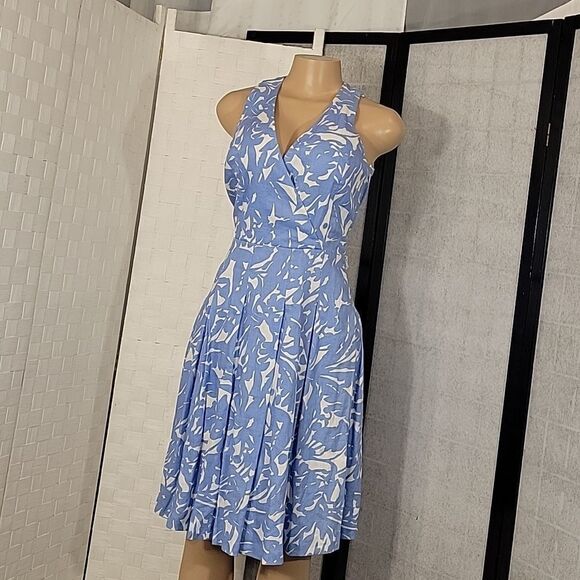 RALPH LAUREN PLEATED WRAP V-NECK SLEEVELESS HIDDEN SIDE ZIPPER DRESS - Picture 10 of 12